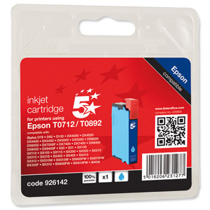 5 Star Compatible Inkjet Cartridge Cyan [Epson T071240 Alternative] Ident: 804D