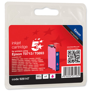5 Star Compatible Inkjet Cartridge Magenta [Epson T071340 Alternative]