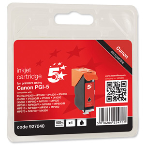5 Star Compatible Inkjet Cartridge Page Life 520pp Black [Canon PGI-5BK Alternative] Ident: 795A