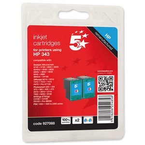 5 Star Compatible Inkjet Cartridge Page Life 520pp Colour [HP No. 343 CB332EE Alternative] [Pack 2] Ident: 812B