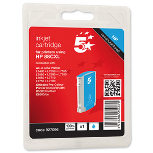 5 Star Compatible Inkjet Cartridge Page Life 1200pp Cyan [HP No. 88XL C9391A Alternative] Ident: 811A