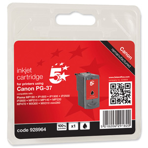 5 Star Compatible Inkjet Cartridge Page Life 220pp Black [Canon PG-37 Alternative] Ident: 795G
