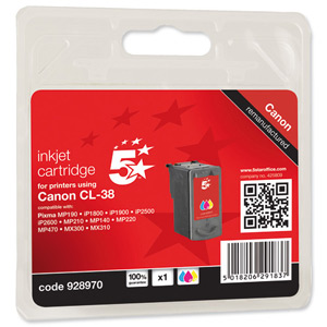 5 Star Compatible Inkjet Cartridge Page Life 205pp Colour [Canon CL-38 Alternative]