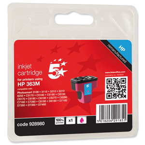 5 Star Compatible Inkjet Cartridge Page Life 350pp Magenta [HP No. 363 C8772EE Alternative]