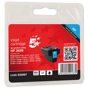 5 Star Compatible Inkjet Cartridge Page Life 410pp Black [HP No. 363 C8721EE Alternative]