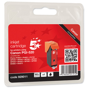5 Star Compatible Inkjet Cartridge Page Life 350pp Black [Canon PGI-520BK Alternative]