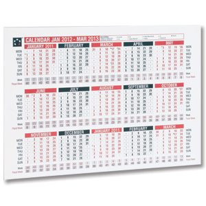 5 Star 2012 Wall or Desk Calendar Double-sided Fiscal Week Numbers 15 Months W297xH210mm A4