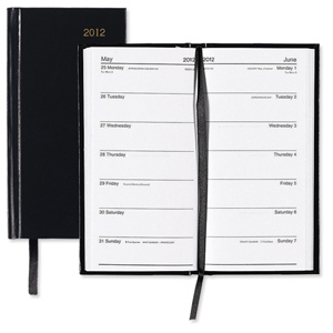 5 Star 2012 Pocket Diary Slim 2 Weeks to View 70gsm W80xH160mm Black