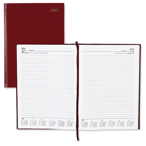 5 Star 2012 Diary Day to Page Saturday and Sunday Separate 70gsm W210x297mm A4 Red