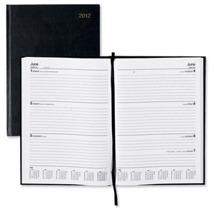 5 Star 2012 Diary Week to View Full Week on Two Pages 70gsm W210xH297mm A4 Black