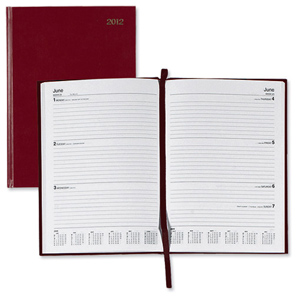 5 Star 2012 Diary Week to View Full Week on Two Pages 70gsm W148xH210mm A5 Red