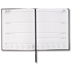 5 Star Quarto 2012 Desk Diary Week to View on Two Pages 70gsm W210xH260mm Black