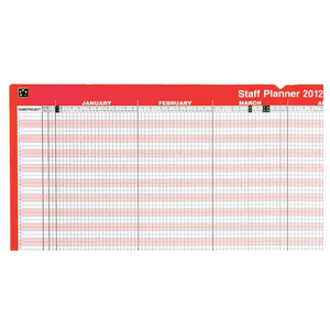 5 Star 2012 Staff Planner Laminated Mounted Write-on Wipe-off 40 Staff Monday to Friday W915xH610mm