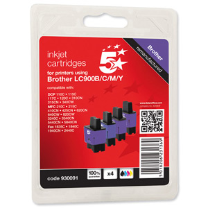 5 Star Compatible Inkjet Cartridges 4 Colours Black Cyan Magenta Yellow [Brother LC900Multi Equivalent]