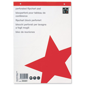 5 Star Flipchart Pad Recycled Perforated 70gsm 40 Sheets A1 White [Pack 5]