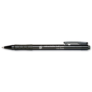 5 Star Ball Pen Retractable Medium 1.0mm Tip 0.7mm Line Black [Pack 20]