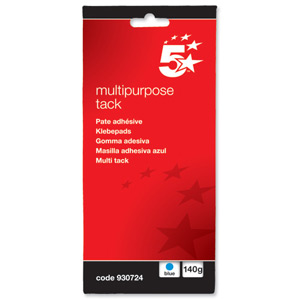 5 Star Multipurpose Tack Adhesive Re-usable Non-toxic 140g Blue [Pack 12]