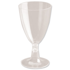 Wine Glass Plastic 2 Piece 199ml Clear Stem [Pack 8]