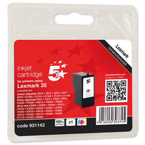 5 Star Compatible Inkjet Cartridge Page Life 450pp Colour [Lexmark No. 35 018C0035E Alternative] Ident: 822K