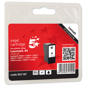 5 Star Compatible Inkjet Cartridge Page Life 540pp Black [Lexmark No. 44 018Y0144E Alternative] Ident: 823C