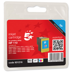 5 Star Compatible Inkjet Cartridge Page Life 55 Photos Colour [HP No. 110 CB304AE Equivalent] Ident: 811B