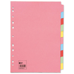 5 Star Subject Dividers Multipunched Manilla Board 10-Part A4 Assorted [Pack 10]