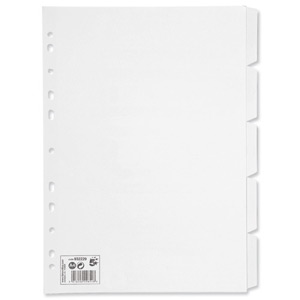 5 Star Subject Dividers Multipunched Manilla Card 5-Part A4 White [Pack 10]