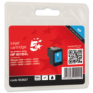 5 Star Compatible Inkjet Cartridge Page Life 700pp Black [HP No. 901XL CC654AE Alternative]