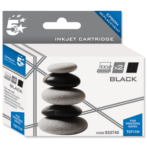 5 Star Compatible Inkjet Cartridge Black [Epson T07114H Alternative][Pack 2] Ident: 804D