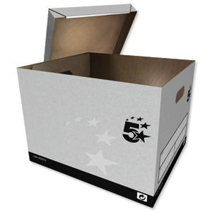 5 Star Storage Box Self-Assembly W380xD430xH287mm Grey [Pack 10]