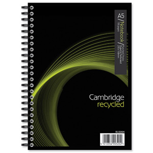 Cambridge Recycled Notebook Wirebound 70gsm Sidebound Ruled 100 Pages A5 [Pack 10]
