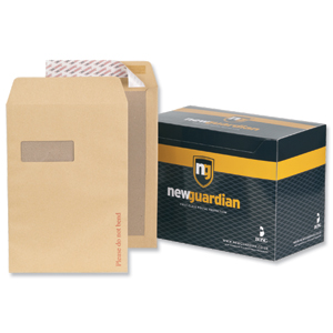 New Guardian Envelopes Heavyweight Board-backed Window Peel and Seal Manilla C4 [Pack 125]