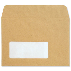 New Guardian Envelopes Lightweight Wallet Press Seal Window 80gsm Manilla C6 [Pack 1000]