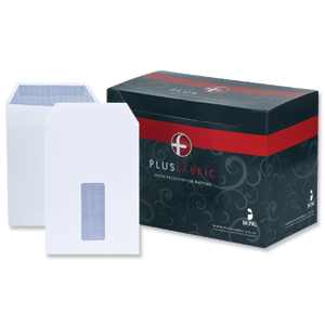 Plus Fabric Envelopes Pocket Press Seal Window 110gsm C5 White [Pack 500]