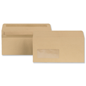 New Guardian Envelopes Lightweight Wallet Press Seal Window 80gsm Manilla DL [Pack 1000]