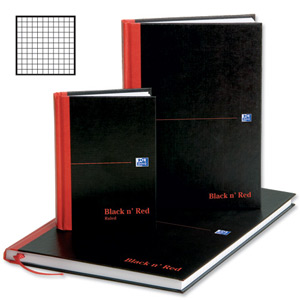 Black n Red Book Casebound 90gsm Quadrille 5mm 192 Pages A4 Ref E99065 [Pack 5]