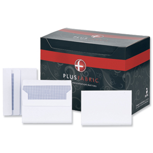 Plus Fabric Envelopes Wallet Press Seal 110gsm C6 White [Pack 500]