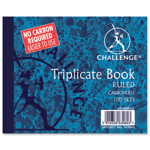 Challenge Triplicate Book Carbonless Ruled 100 Sets 105x130mm Ref 100080471 [Pack 5]