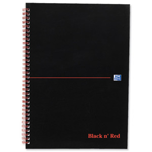 Black n Red Notebook Soft Cover Wirebound Perforated 90gsm Ruled 100pp A4 Ref 100080174 [Pack 10]