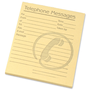 Telephone Message Pad 80 Sheets 127x102mm Yellow Paper [Pack 10]