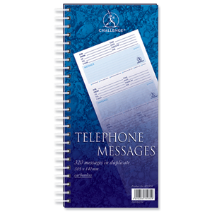 Challenge Telephone Message Book Wirebound Carbonless 320 Messages 305x152mm Ref 100080054