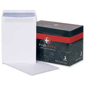 Plus Fabric Envelopes Pocket Press Seal 120gsm C4 White [Pack 250]