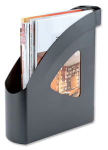 Rexel Agenda Classic Magazine Rack File with Indexing Facility and Integral Handle A4 Charcoal Ref 25990