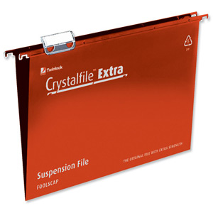 Rexel Crystalfile Extra Suspension File Polypropylene 15mm Foolscap Red Ref 70629 [Pack 25]