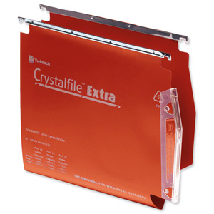 Rexel Crystalfile Extra Lateral File Polypropylene V-base 15mm W275mm Red Ref 70638 [Pack 25]