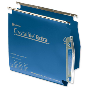 Rexel Crystalfile Extra Lateral File Polypropylene V-base 15mm W275mm Blue Ref 70639 [Pack 25]