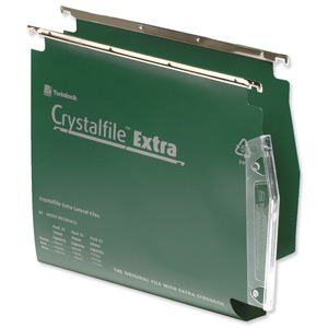 Rexel Crystalfile Extra Lateral File Polypropylene Square-base 30mm W275mm Green Ref 70640 [Pack 25]