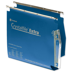 Rexel Crystalfile Extra Lateral File Polypropylene Square-base 30mm W275mm Blue Ref 70642 [Pack 25]