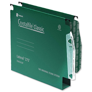 Rexel Crystalfile Classic Lateral File Manilla Square-base 50mm W275xH280mm Green Ref 71762 [Pack 50]
