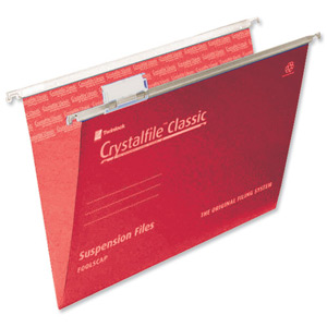 Rexel Crystalfile Classic Suspension File Manilla V-base 15mm Foolscap Red Ref 78141 [Pack 50]